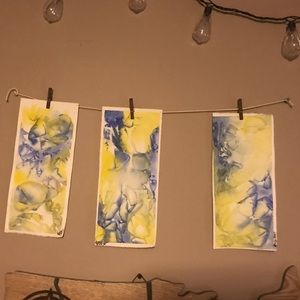 Blue and yellow watercolor paintings